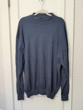 🔵 Tulliano Sweater silk cotton blue 3XT Vintage soft fabric grandpa retro Italy